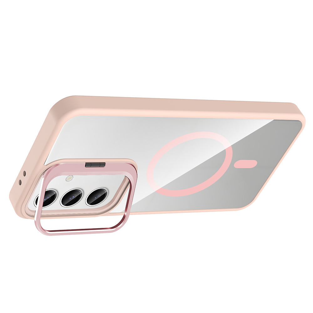 Galaxy S25 Case with Stand and Camera Lens Gift, M-Safe Charging Feature, Zore Etro Cover Black