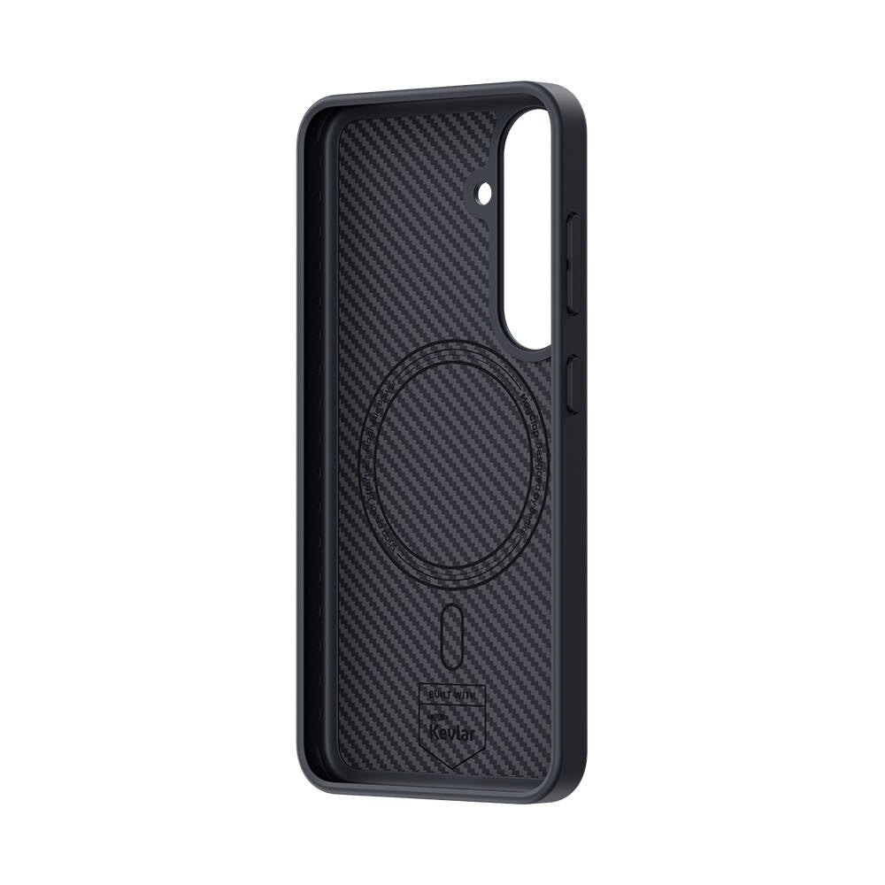 Galaxy S25 Plus Carbon Fiber Case with M-Safe Charging Feature Benks Hybrid ArmorPro 600D Kevlar Cover Black