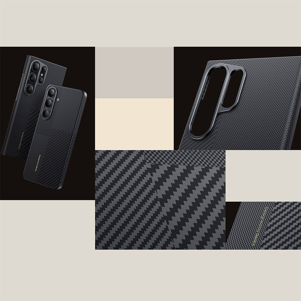 Galaxy S25 Plus Kılıf M-safe Şarj Özellikli Karbon Fiber Benks Montage ArmorAir Kevlar Kapak Siyah