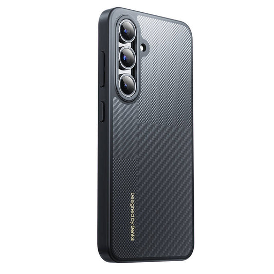Galaxy S25 Plus Kılıf M-safe Şarj Özellikli Karbon Fiber Benks Montage Hybrid ArmorPro Kevlar Kapak Siyah