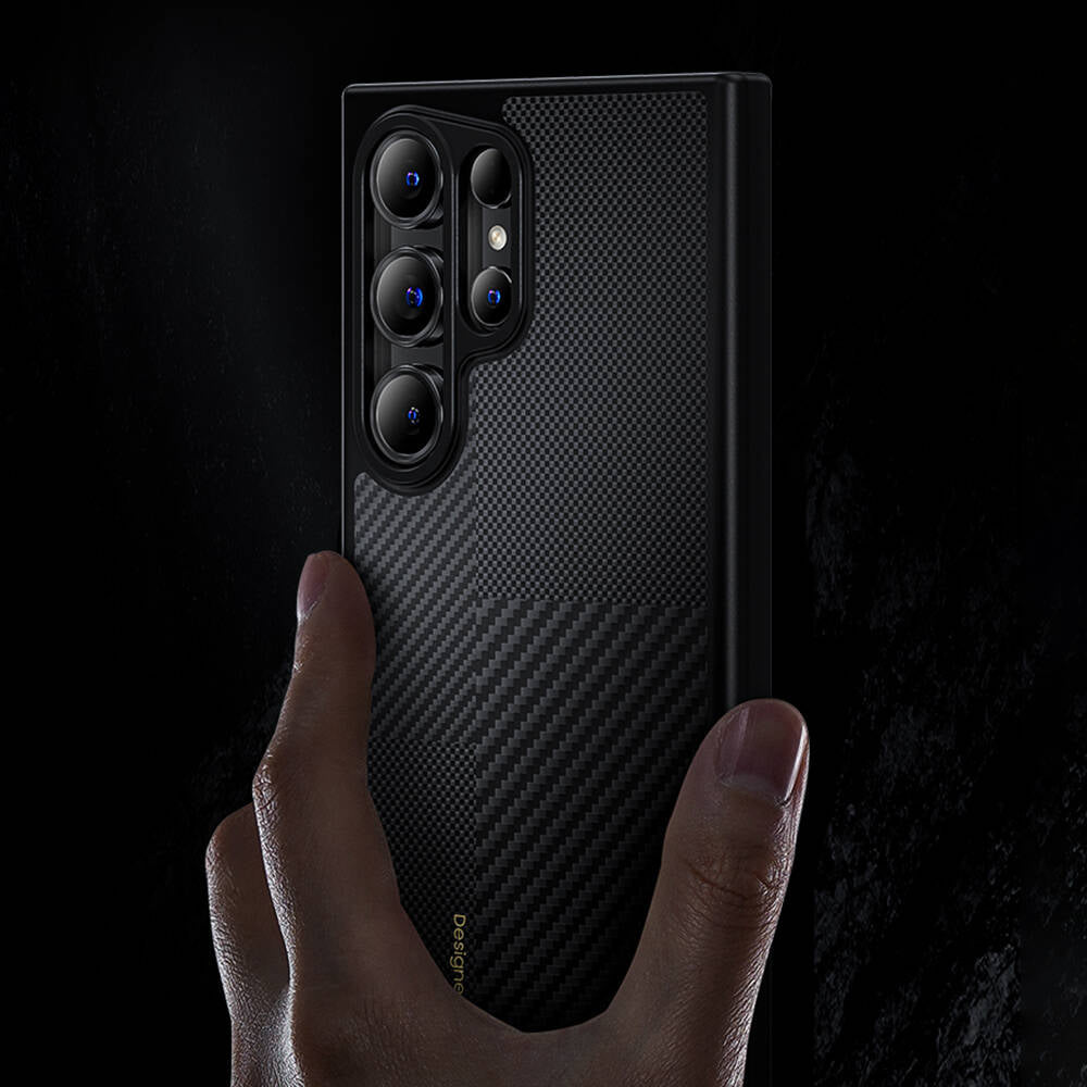 Galaxy S25 Plus Kılıf M-safe Şarj Özellikli Karbon Fiber Benks Montage Hybrid ArmorPro Kevlar Kapak Siyah