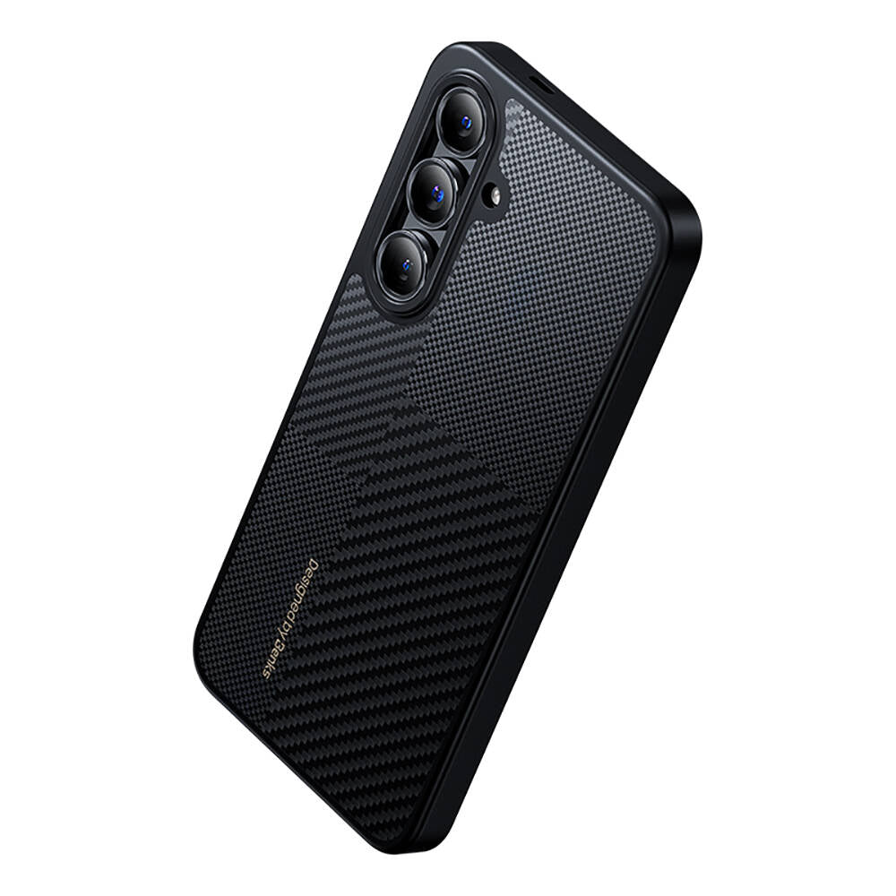 Galaxy S25 Plus Kılıf M-safe Şarj Özellikli Karbon Fiber Benks Montage Hybrid ArmorPro Kevlar Kapak Siyah