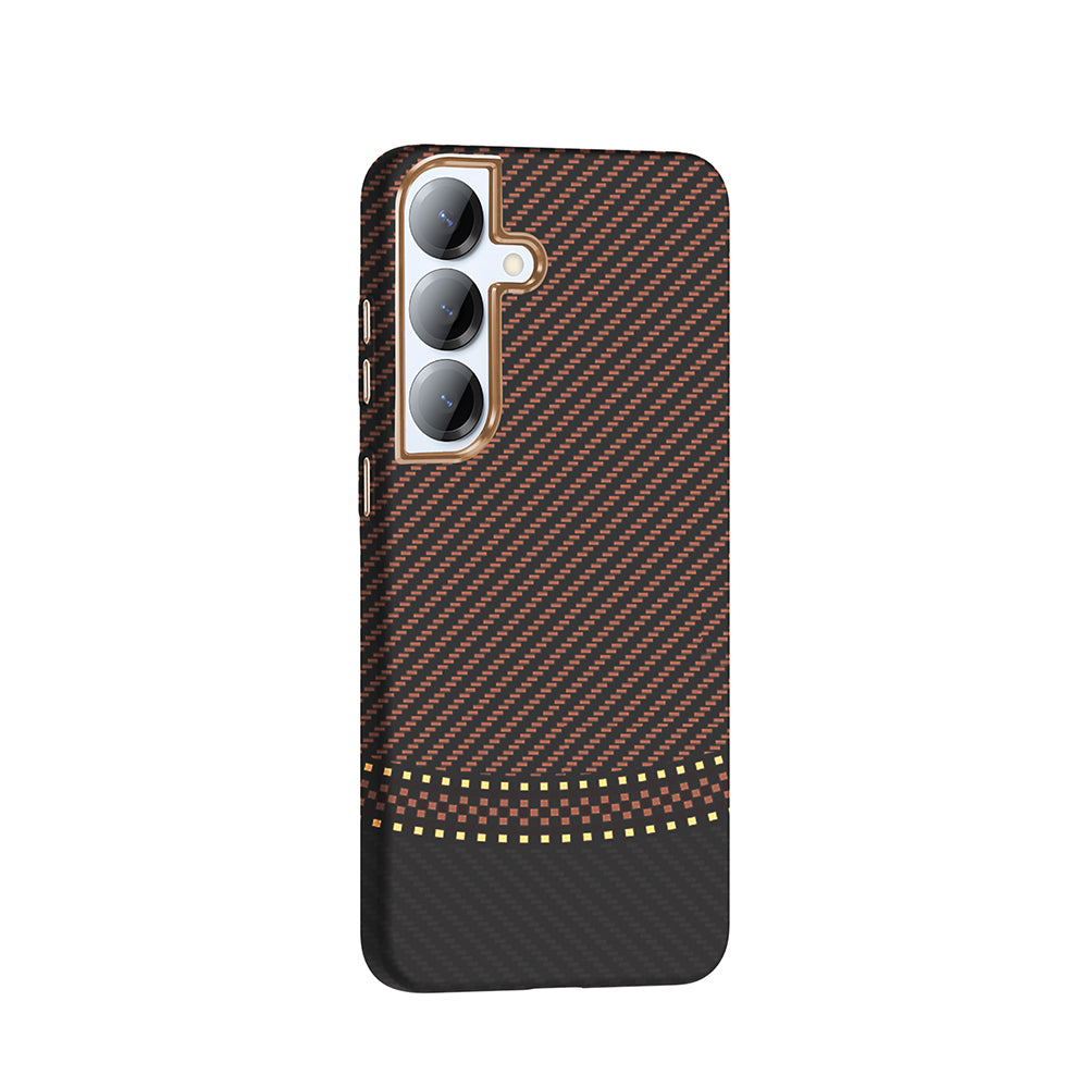 Galaxy S25 Plus Case with M-safe Charging Function Carbon Fiber Look Zore Gros Cover Black
