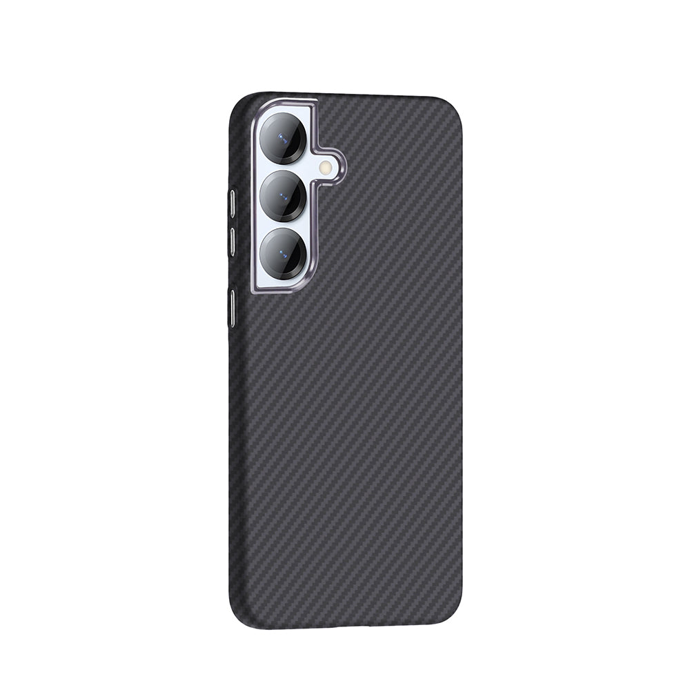 Galaxy S25 Plus Case with M-safe Charging Function Carbon Fiber Look Zore Gros Cover Black