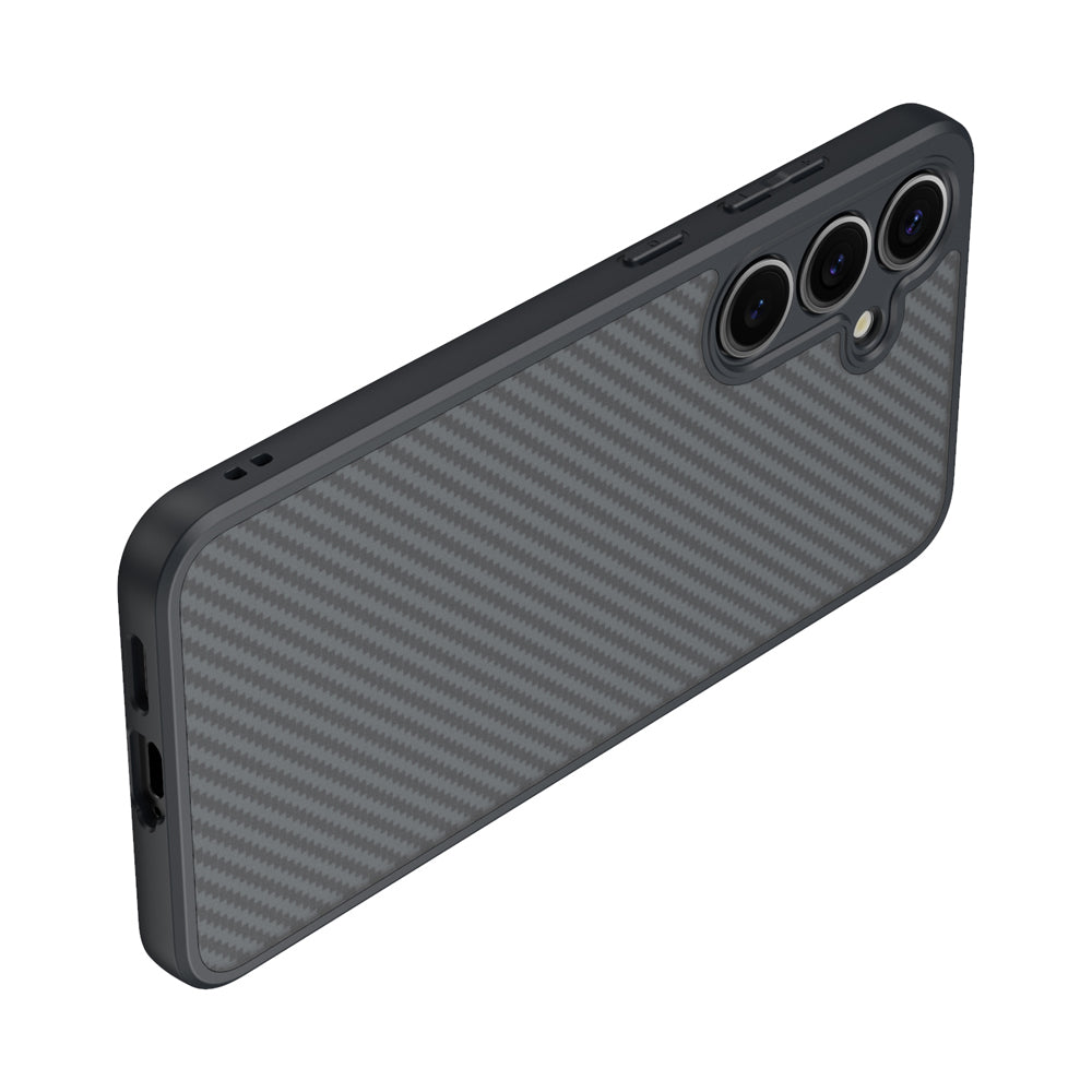 Galaxy S25 Plus Case with M-safe Charging Function Carbon Fiber Design Zore Elnino Cover Black