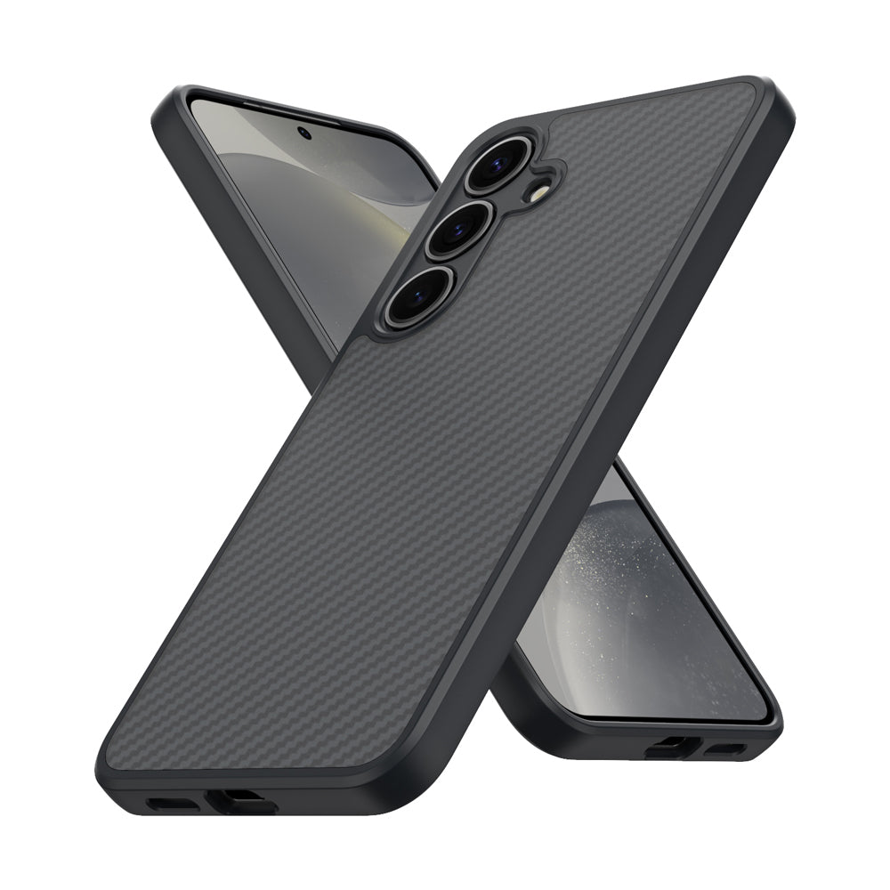 Galaxy S25 Plus Case with M-safe Charging Function Carbon Fiber Design Zore Elnino Cover Black