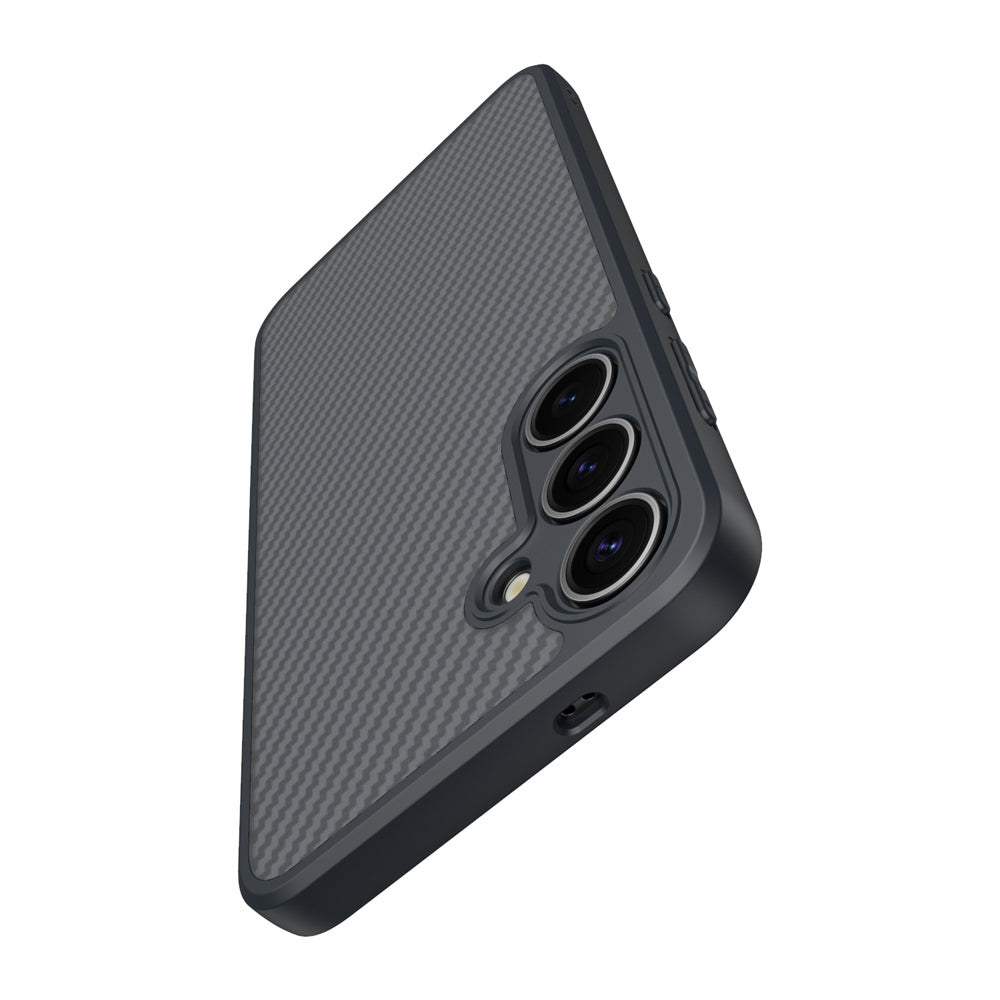 Galaxy S25 Plus Case with M-safe Charging Function Carbon Fiber Design Zore Elnino Cover Black