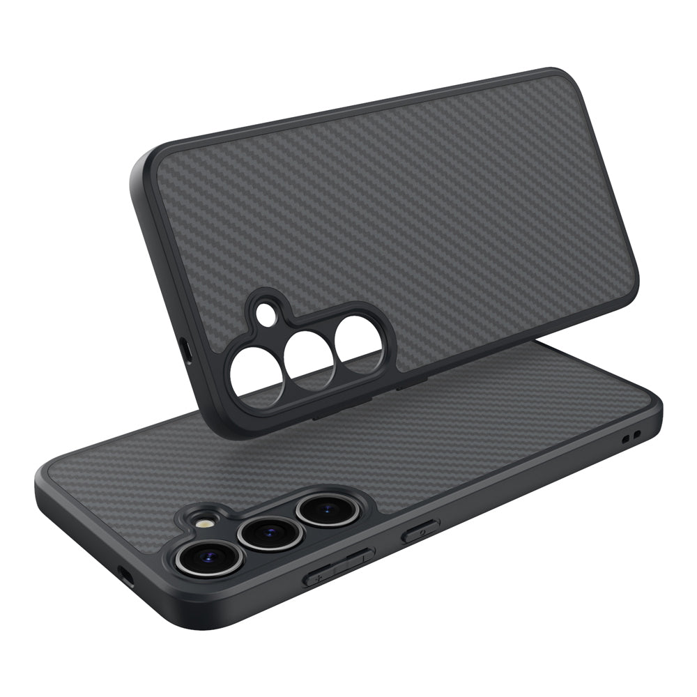 Galaxy S25 Plus Case with M-safe Charging Function Carbon Fiber Design Zore Elnino Cover Black