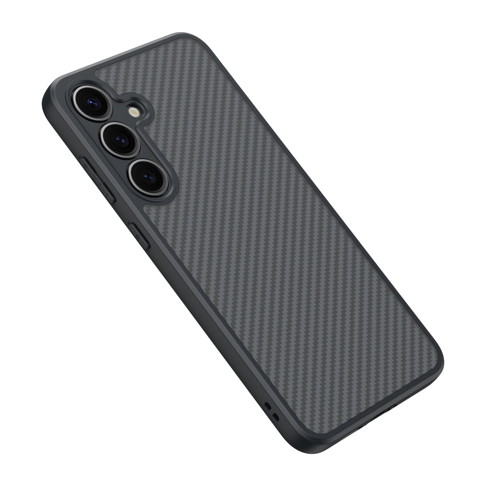 Galaxy S25 Plus Case with M-safe Charging Function Carbon Fiber Design Zore Elnino Cover Black