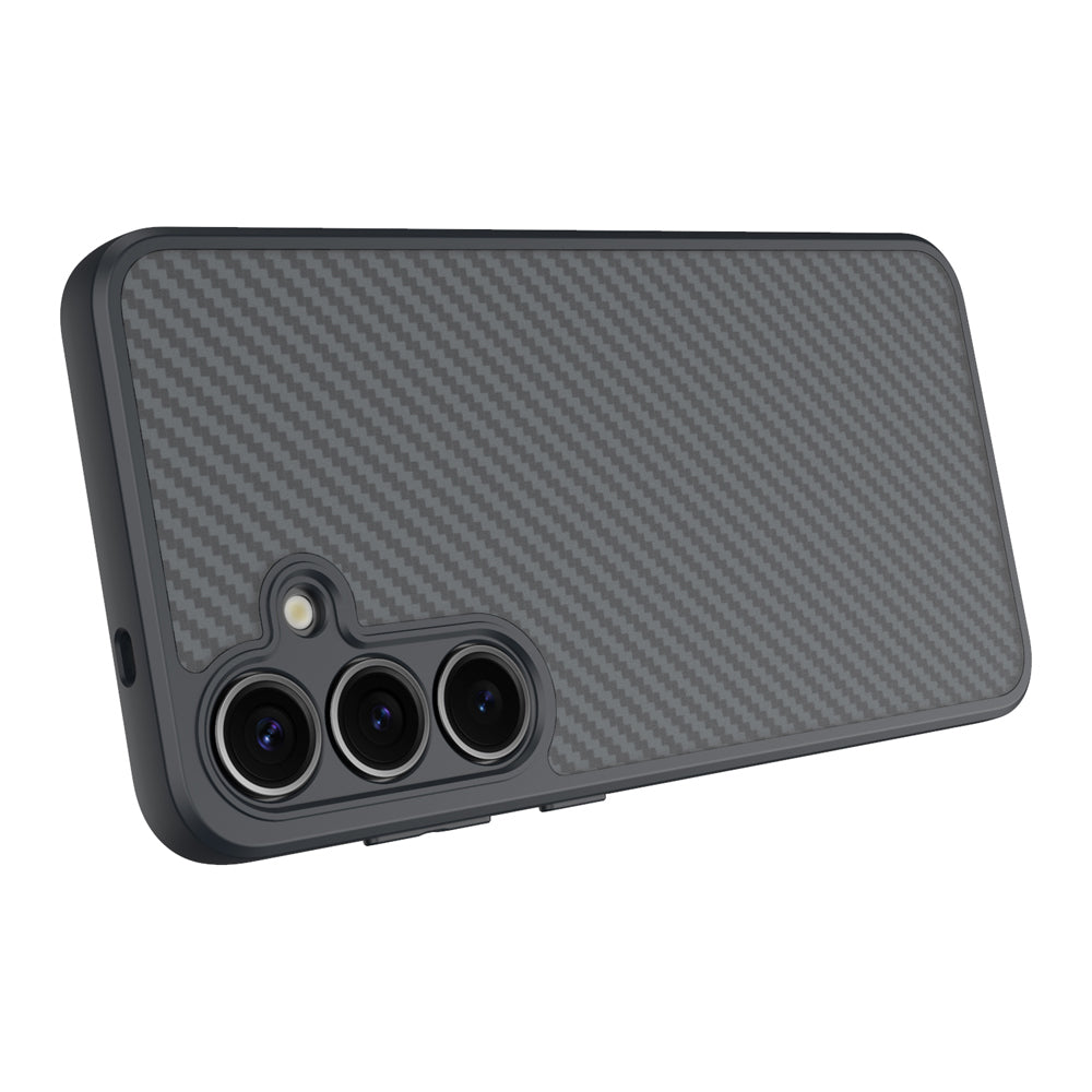 Galaxy S25 Plus Case with M-safe Charging Function Carbon Fiber Design Zore Elnino Cover Black