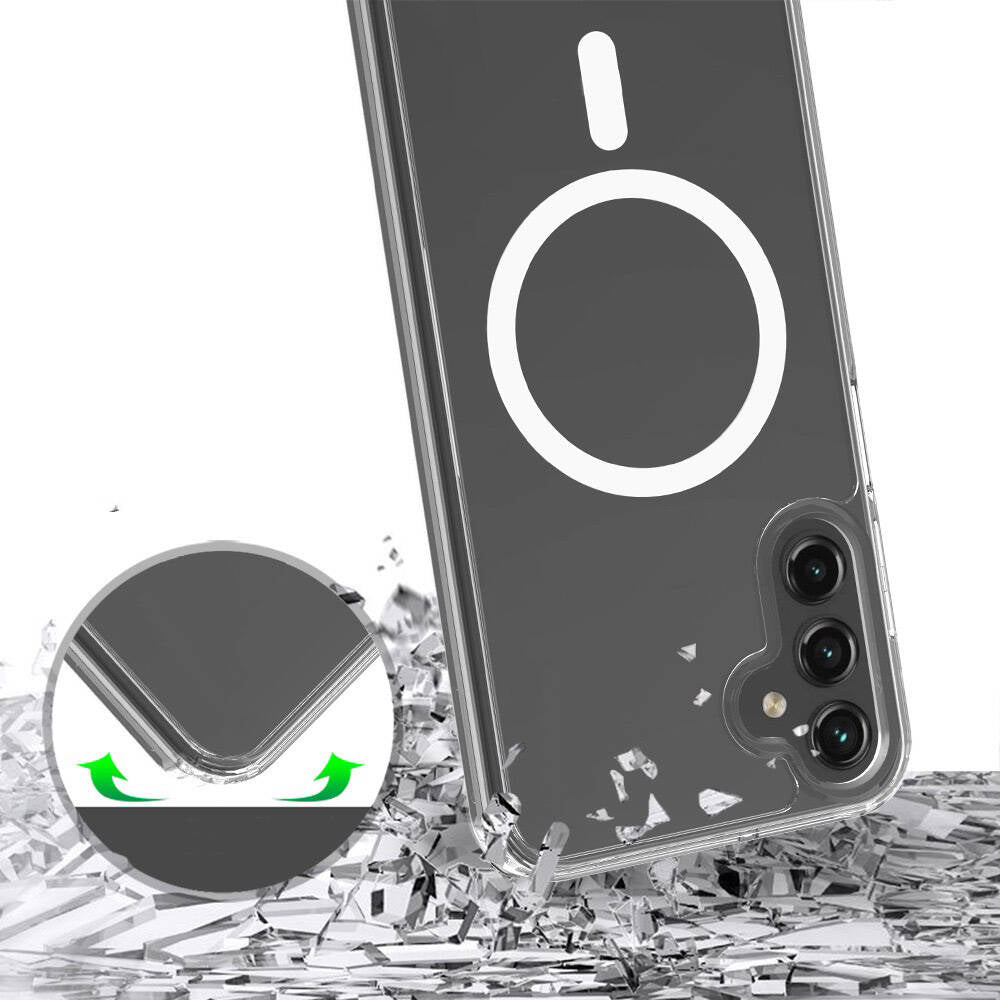 Galaxy S25 Plus Case M-safe Charging Feature Transparent Hard PC Zore Embos Cover Transparent