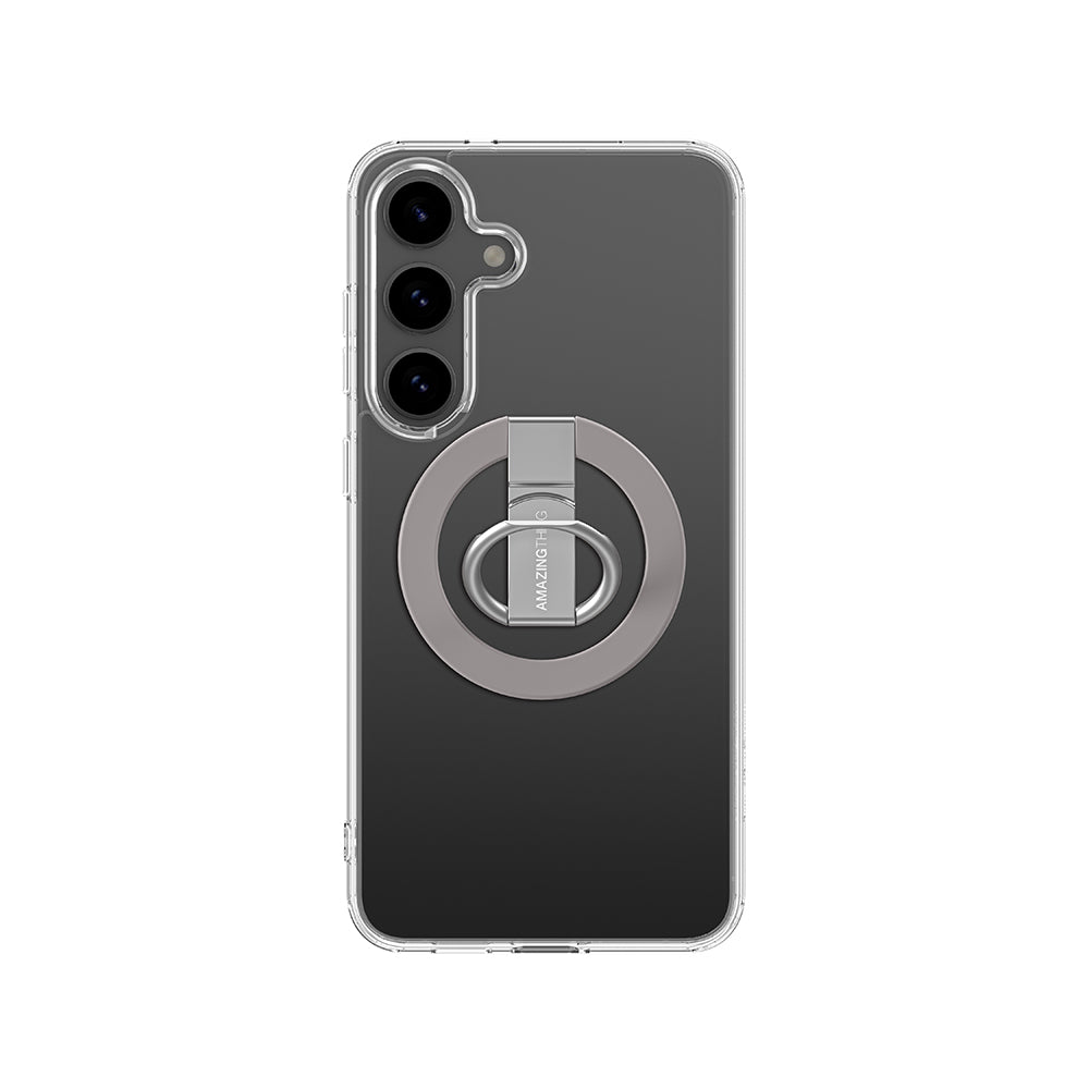 Galaxy S25 Plus Case with M-safe Charging Feature and Ring Stand, Amazingthing Minimal Grip Series Cover, Gray