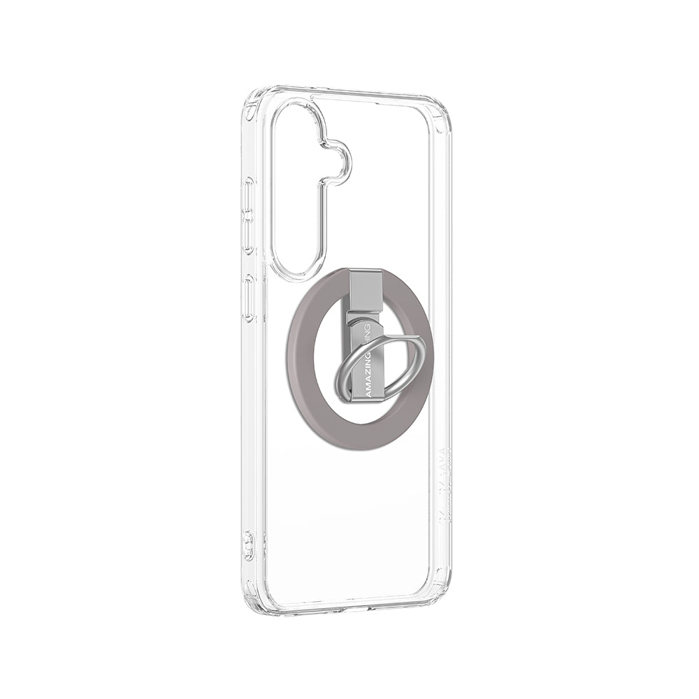 Galaxy S25 Plus Case with M-safe Charging Feature and Ring Stand, Amazingthing Minimal Grip Series Cover, Gray