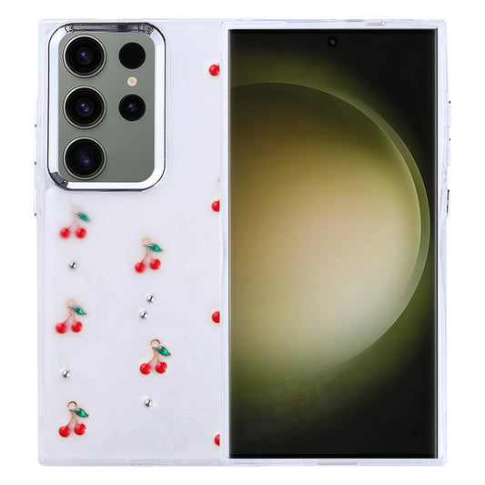 Galaxy S25 Ultra Kılıf Airbag Tasarımlı Simli Şeffaf Zore Kutup Kapak Kiraz