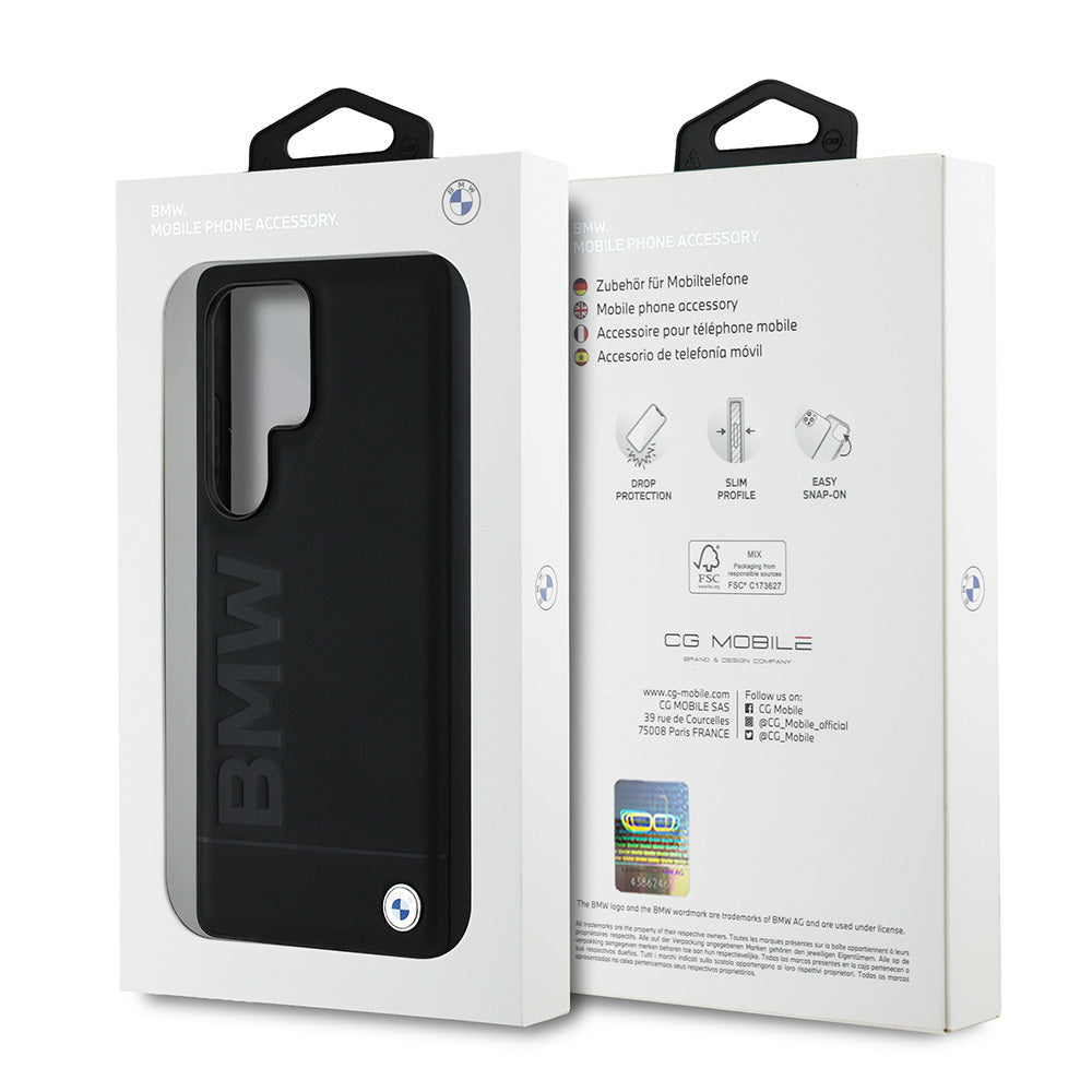 Galaxy S25 Ultra Case BMW Original Licensed M-safe Charging Feature Hot Stamp Logo Leather Cover Black