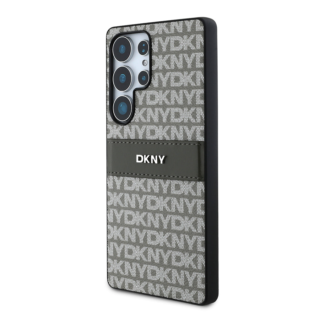 Galaxy S25 Ultra Case DKNY Original Licensed Card Holder 3D Printed Repeat Texture Pattern Cover Black