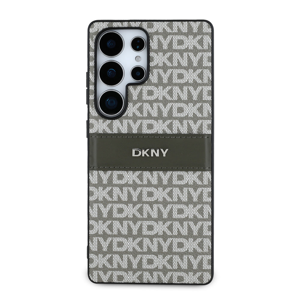 Galaxy S25 Ultra Case DKNY Original Licensed Card Holder 3D Printed Repeat Texture Pattern Cover Brown