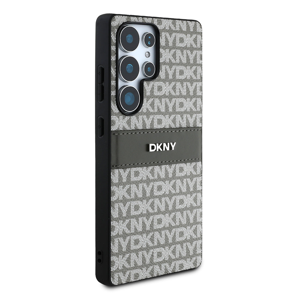 Galaxy S25 Ultra Case DKNY Original Licensed Card Holder 3D Printed Repeat Texture Pattern Cover Brown