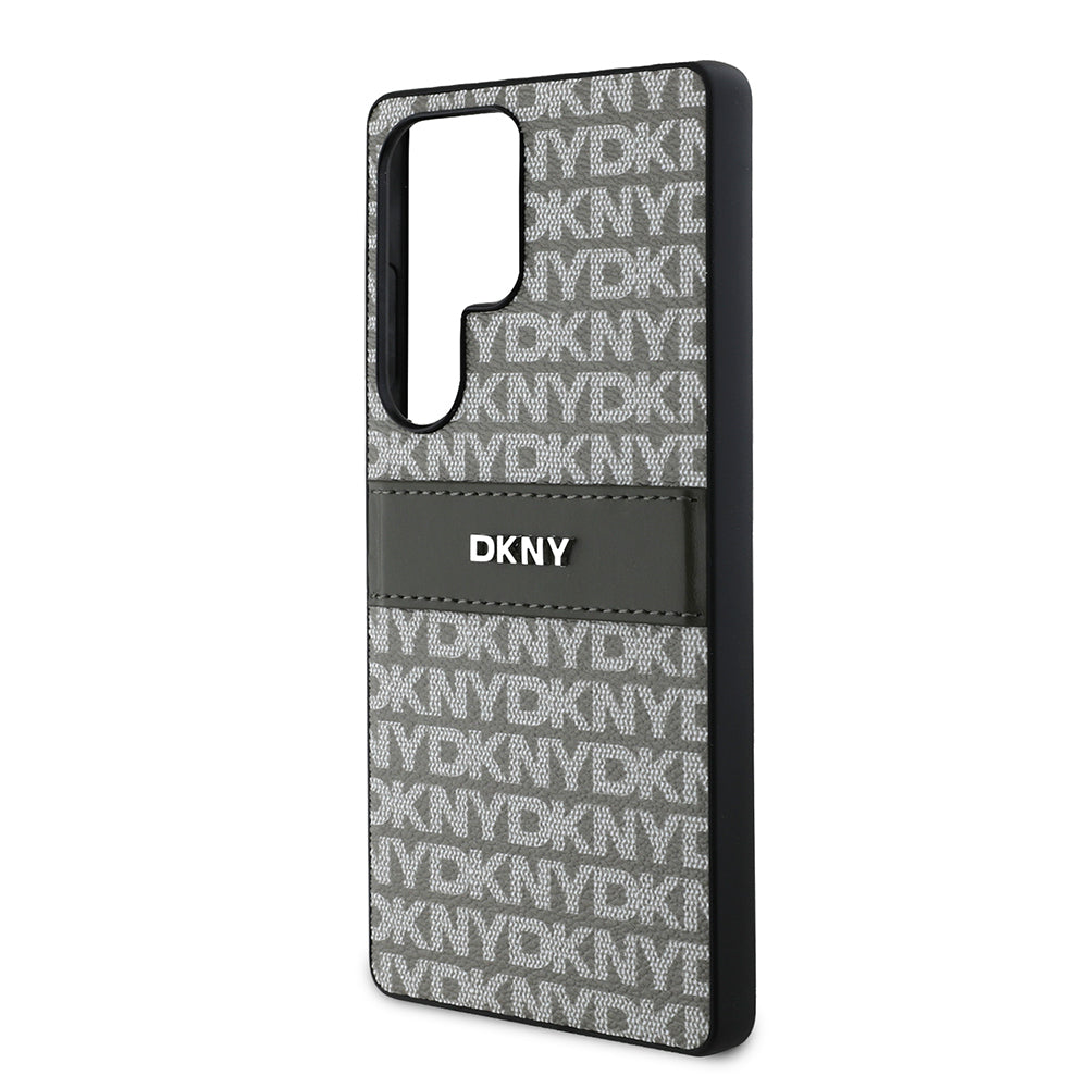Galaxy S25 Ultra Case DKNY Original Licensed Card Holder 3D Printed Repeat Texture Pattern Cover Brown