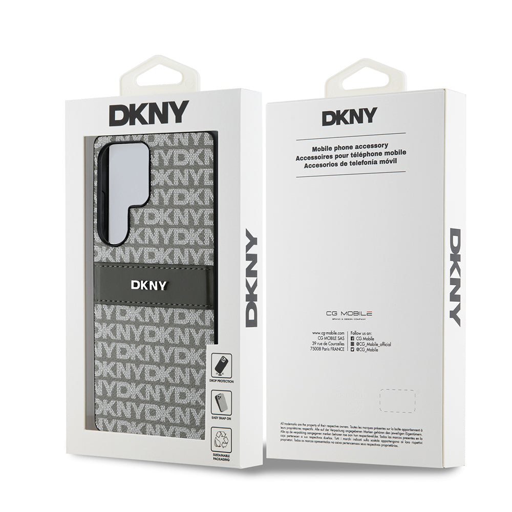 Galaxy S25 Ultra Case DKNY Original Licensed Card Holder 3D Printed Repeat Texture Pattern Cover Black