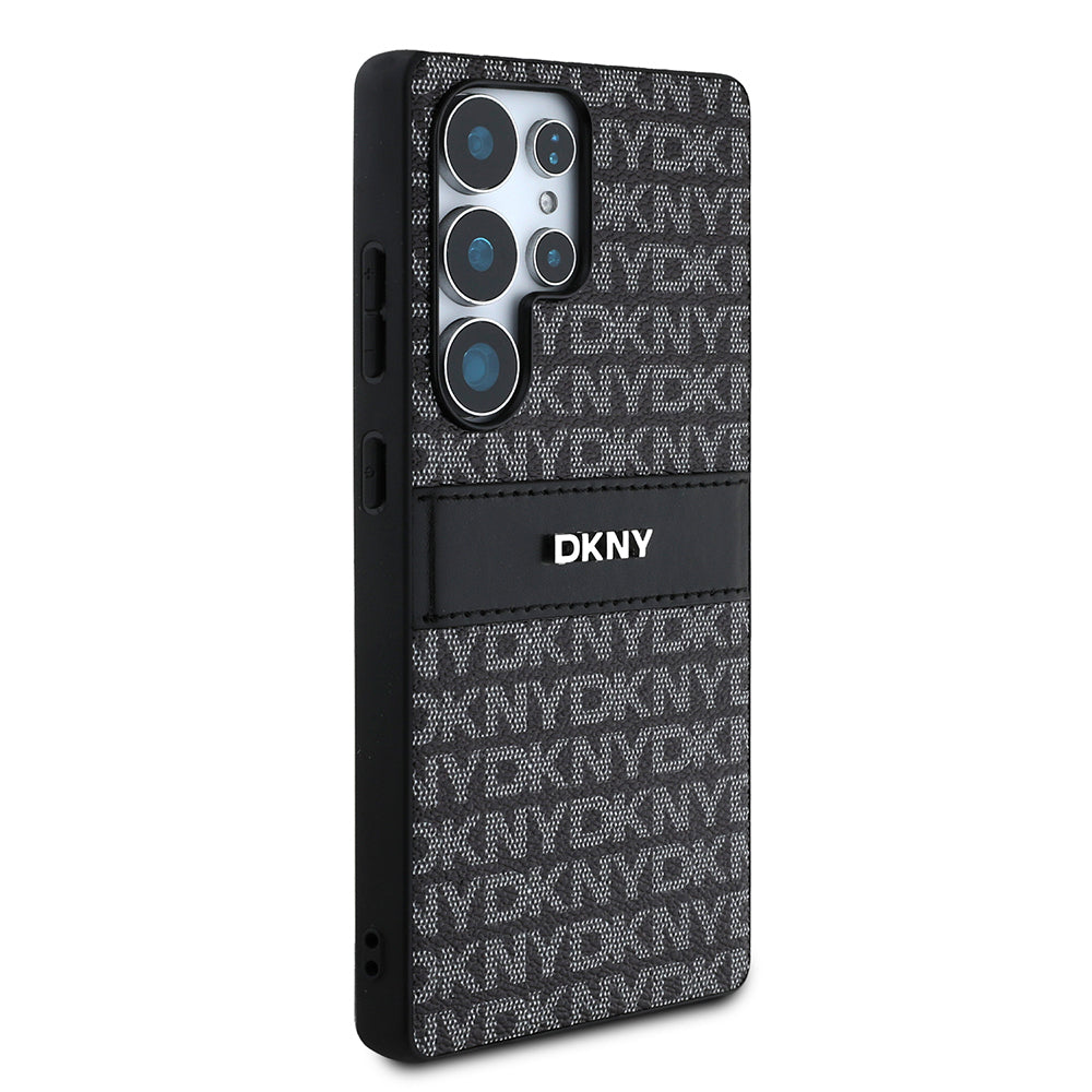 Galaxy S25 Ultra Case DKNY Original Licensed Card Holder 3D Printed Repeat Texture Pattern Cover Brown
