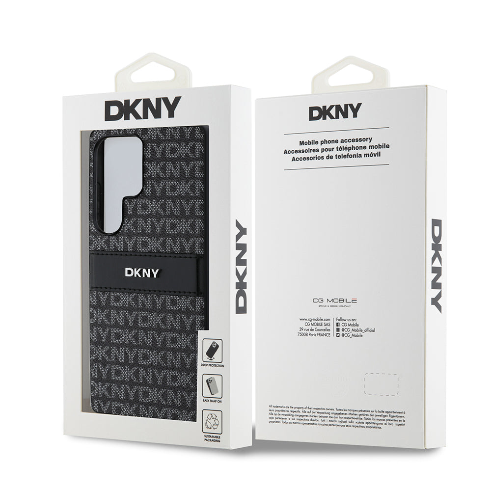 Galaxy S25 Ultra Case DKNY Original Licensed Card Holder 3D Printed Repeat Texture Pattern Cover Brown
