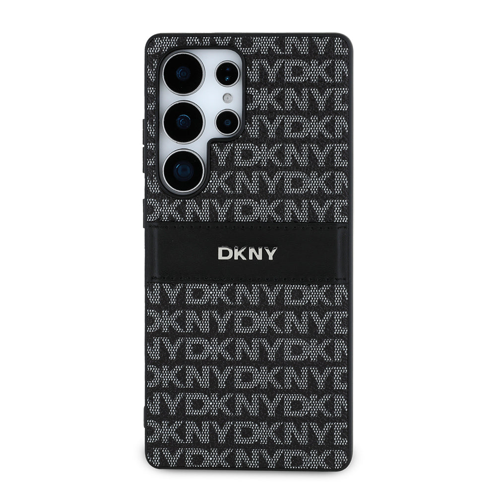 Galaxy S25 Ultra Case DKNY Original Licensed Card Holder 3D Printed Repeat Texture Pattern Cover Black