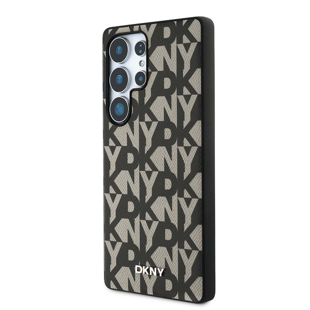 Galaxy S25 Ultra Case DKNY Original Licensed M-safe Charging Feature 3D Printed Grid Pattern Cover Gray