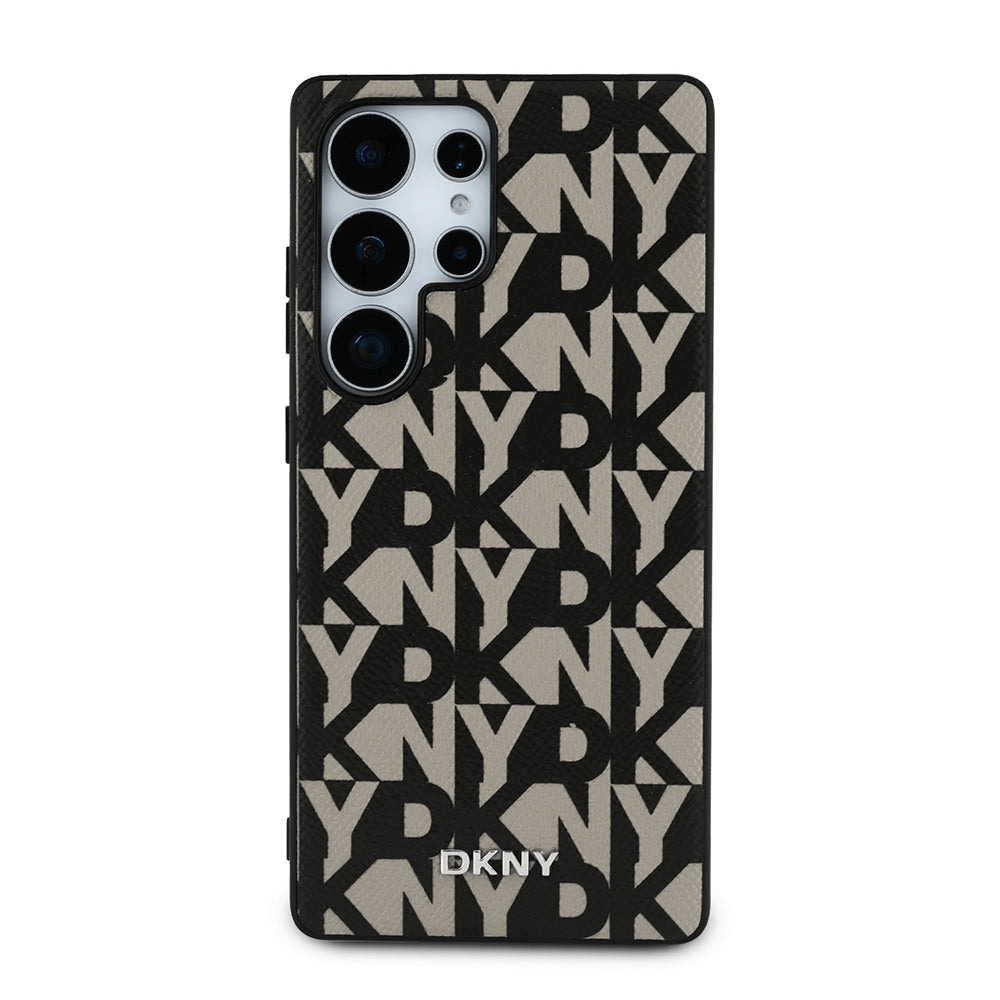 Galaxy S25 Ultra Case DKNY Original Licensed M-safe Charging Feature 3D Printed Grid Pattern Cover Gray