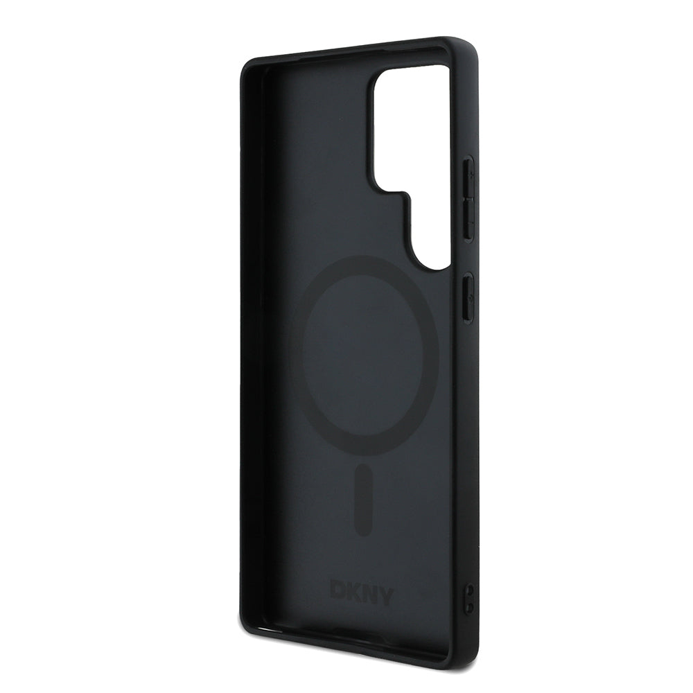 Galaxy S25 Ultra Case DKNY Original Licensed M-safe Charging Feature 3D Printed Grid Pattern Cover Gray