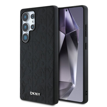 Galaxy S25 Ultra Kılıf DKNY Orjinal Lisanslı Magnetik PU Deri Grid Pattern Kapak Siyah
