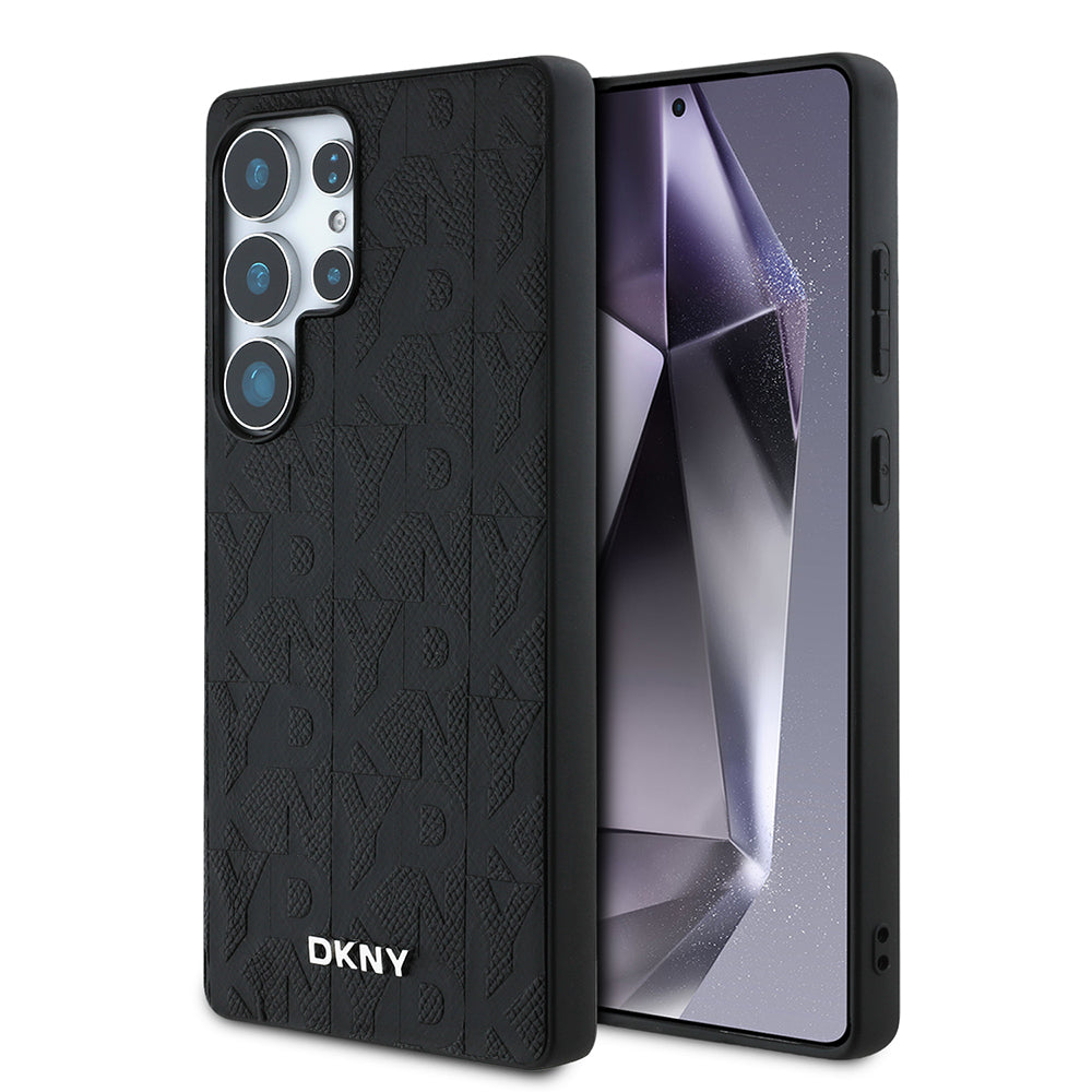 Galaxy S25 Ultra Case DKNY Original Licensed Magnetic PU Leather Grid Pattern Cover Brown