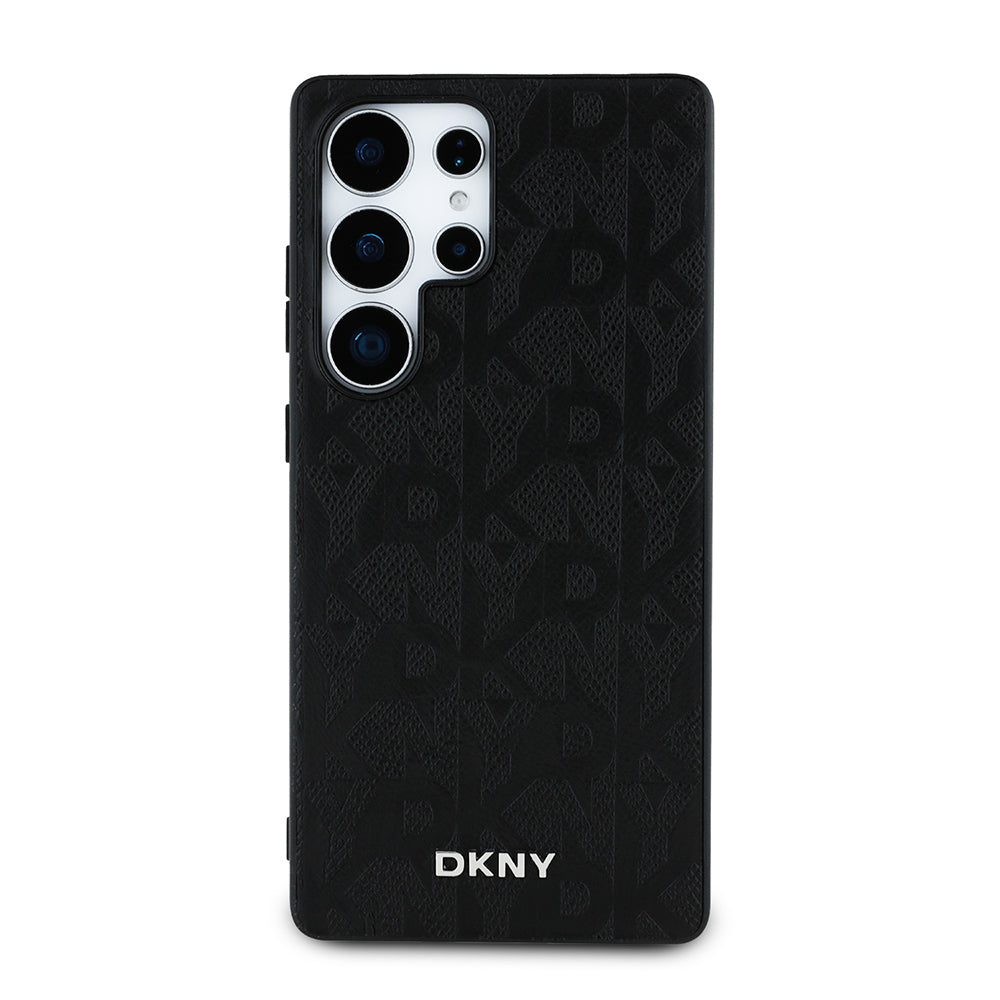 Galaxy S25 Ultra Kılıf DKNY Orjinal Lisanslı Magnetik PU Deri Grid Pattern Kapak Kahverengi