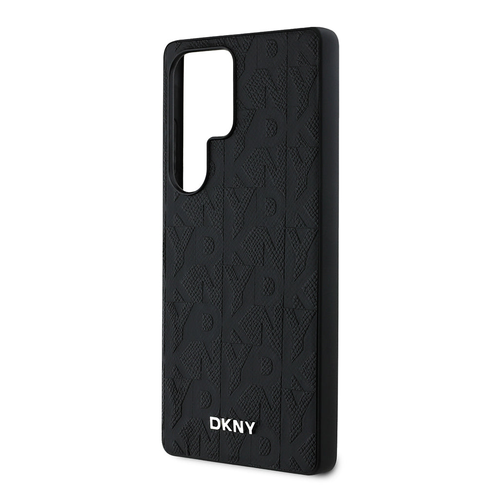 Galaxy S25 Ultra Kılıf DKNY Orjinal Lisanslı Magnetik PU Deri Grid Pattern Kapak Kahverengi