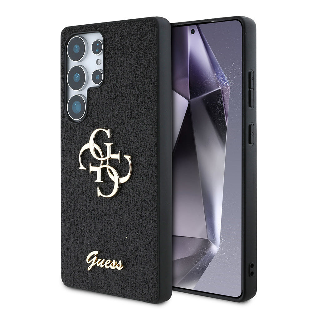 Galaxy S25 Ultra Case Guess Original Licensed 4G Large Metal Logo Glitter Cover Gold