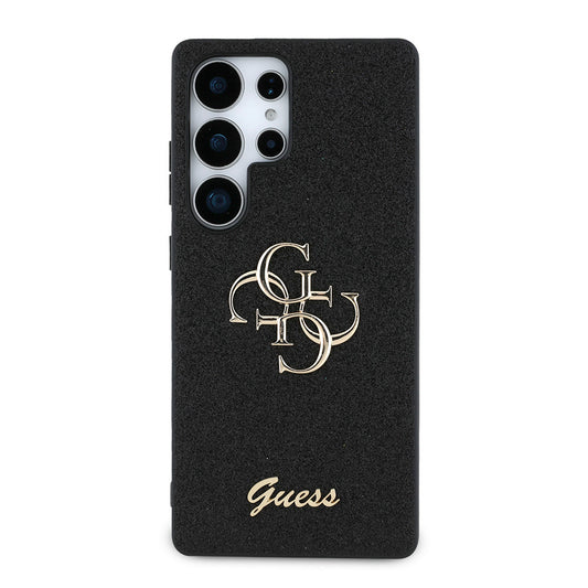 Galaxy S25 Ultra Case Guess Original Licensed 4G Large Metal Logo Glitter Cover Black