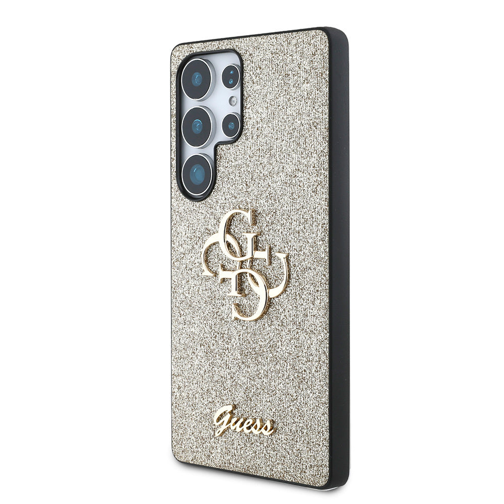 Galaxy S25 Ultra Case Guess Original Licensed 4G Large Metal Logo Glitter Cover Black