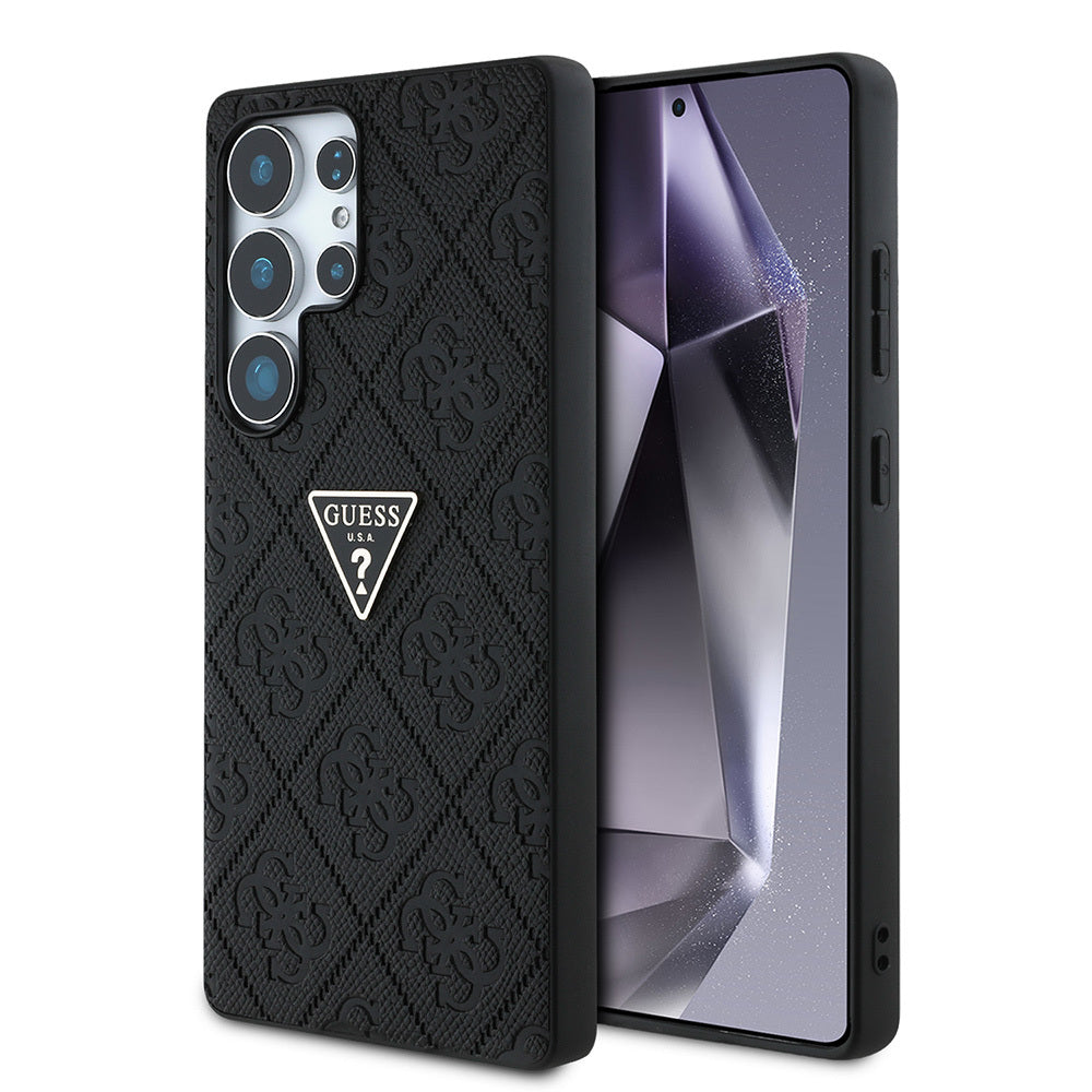 Galaxy S25 Ultra Case Guess Original Licensed 4G Patterned Hot Stamped Triangle Logo Cover Pink