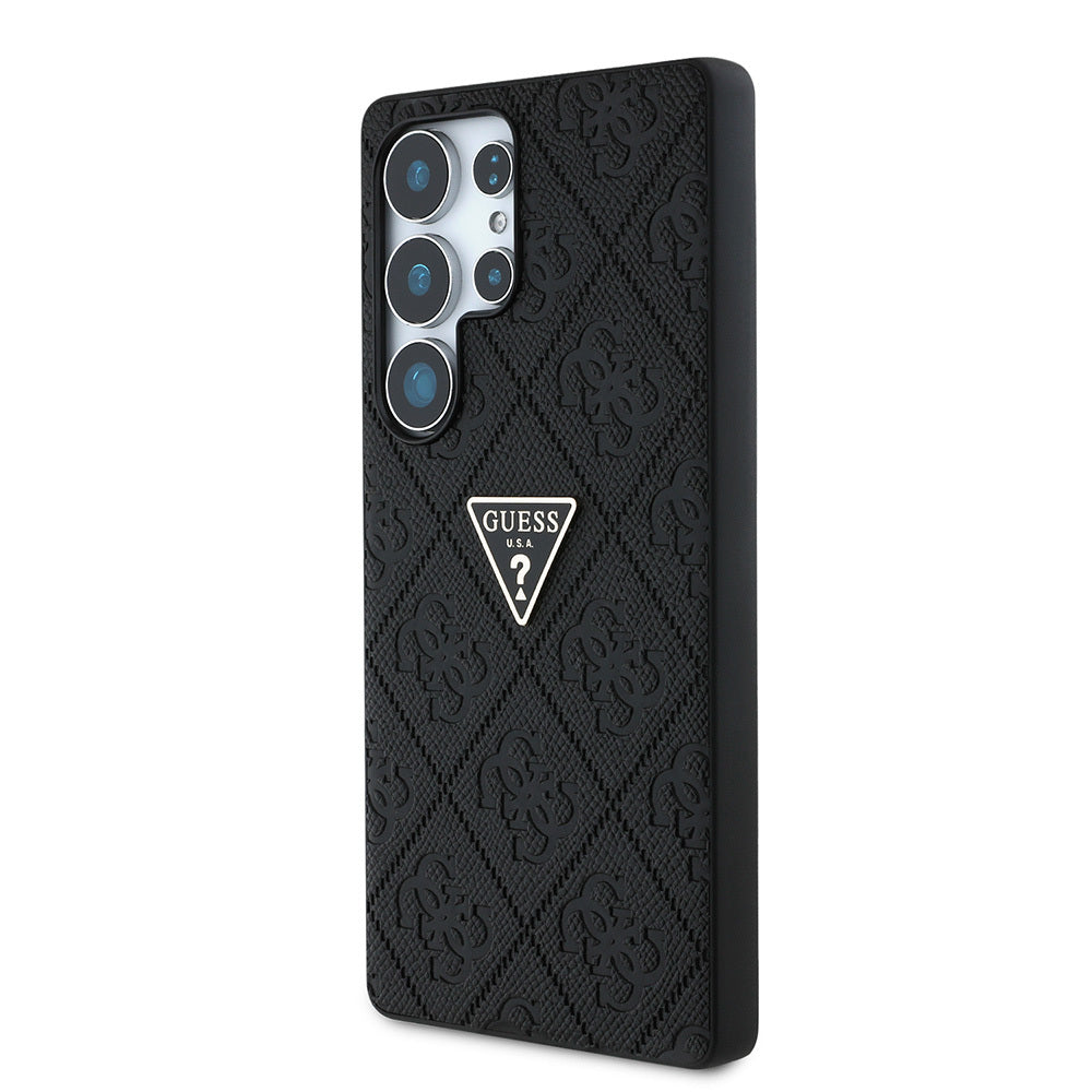 Galaxy S25 Ultra Case Guess Original Licensed 4G Patterned Hot Stamped Triangle Logo Cover Pink