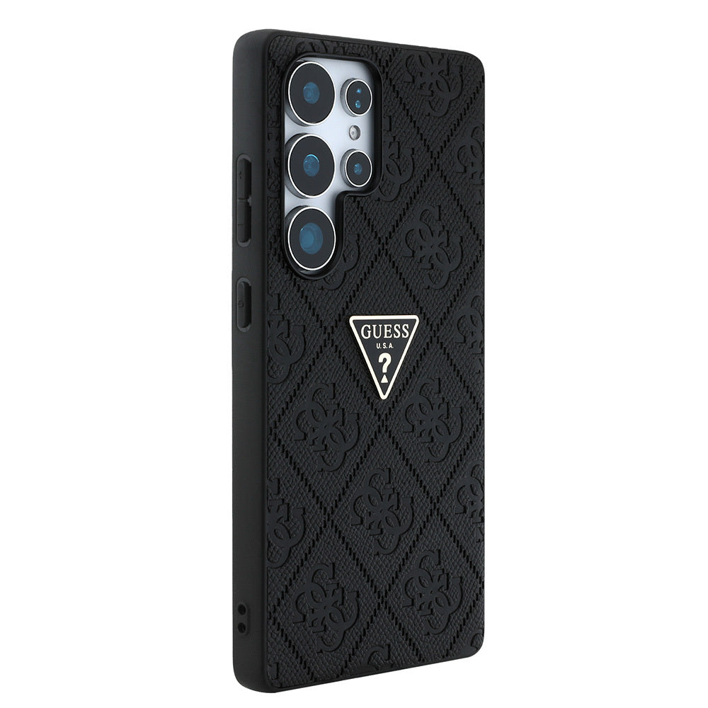 Galaxy S25 Ultra Case Guess Original Licensed 4G Patterned Hot Stamped Triangle Logo Cover Pink