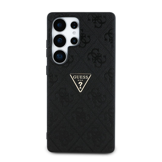 Galaxy S25 Ultra Case Guess Original Licensed 4G Patterned Hot Stamped Triangle Logo Cover Black