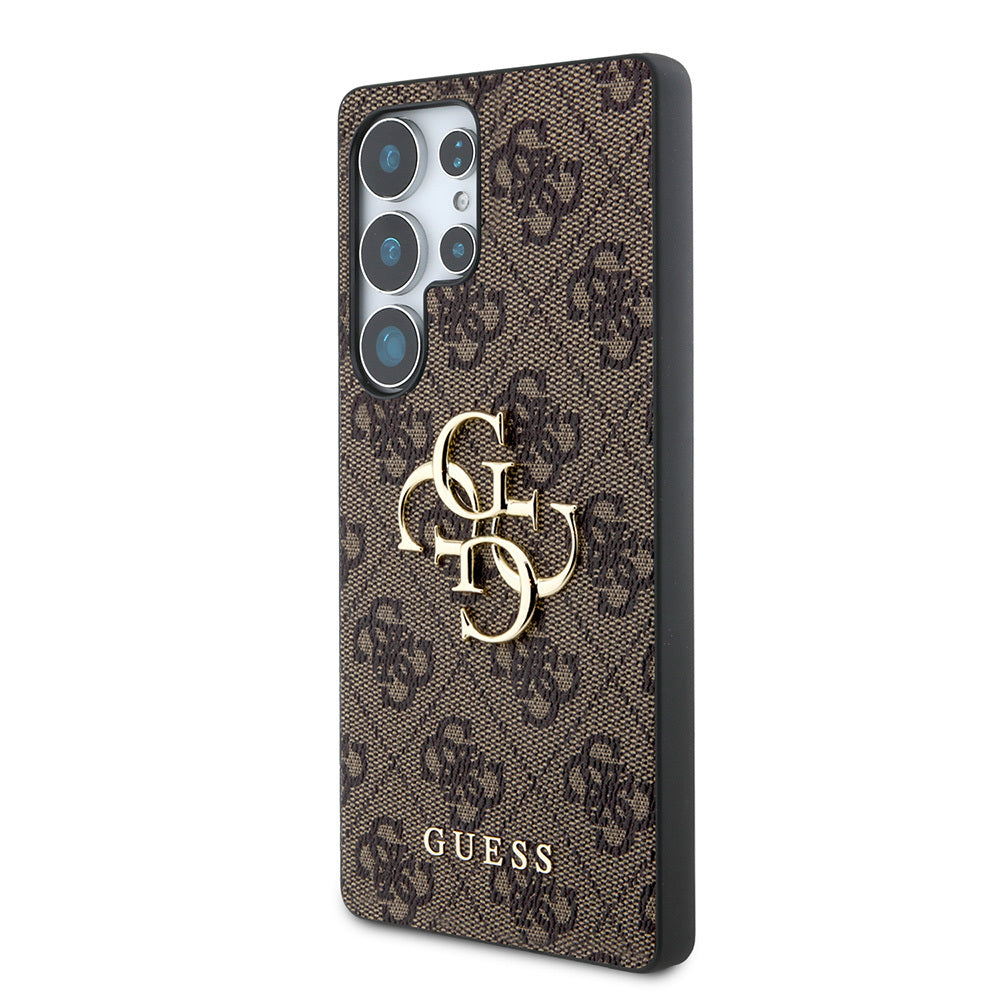 Galaxy S25 Ultra Case Guess Original Licensed PU Leather 4G Patterned Metal Large 4G and Text Logo Cover Pink