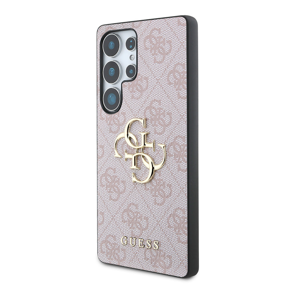 Galaxy S25 Ultra Case Guess Original Licensed PU Leather 4G Patterned Metal Large 4G and Text Logo Cover Brown