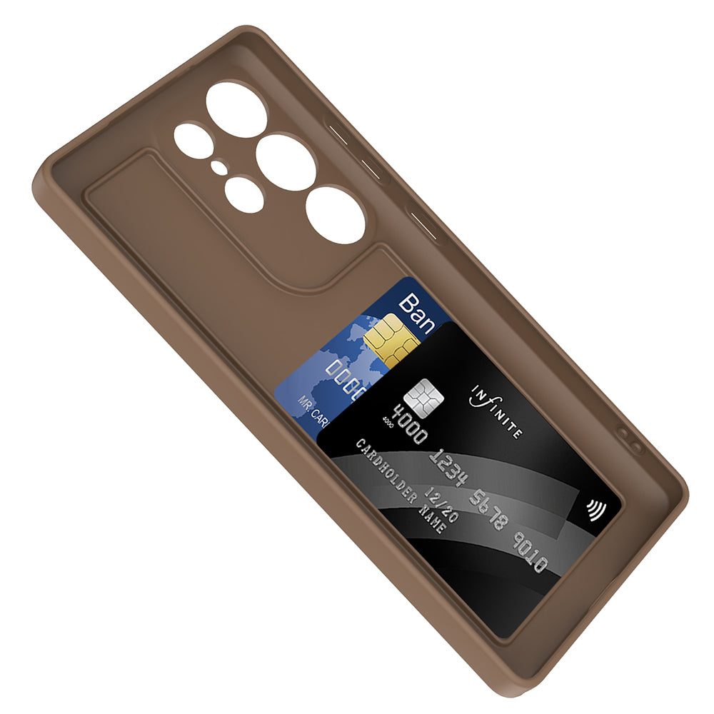 Galaxy S25 Ultra Case Camera Protection Card Holder Zore Vitra Cover Brown