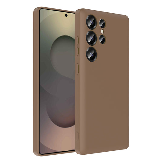 Galaxy S25 Ultra Case Camera Protection Card Holder Zore Vitra Cover Brown