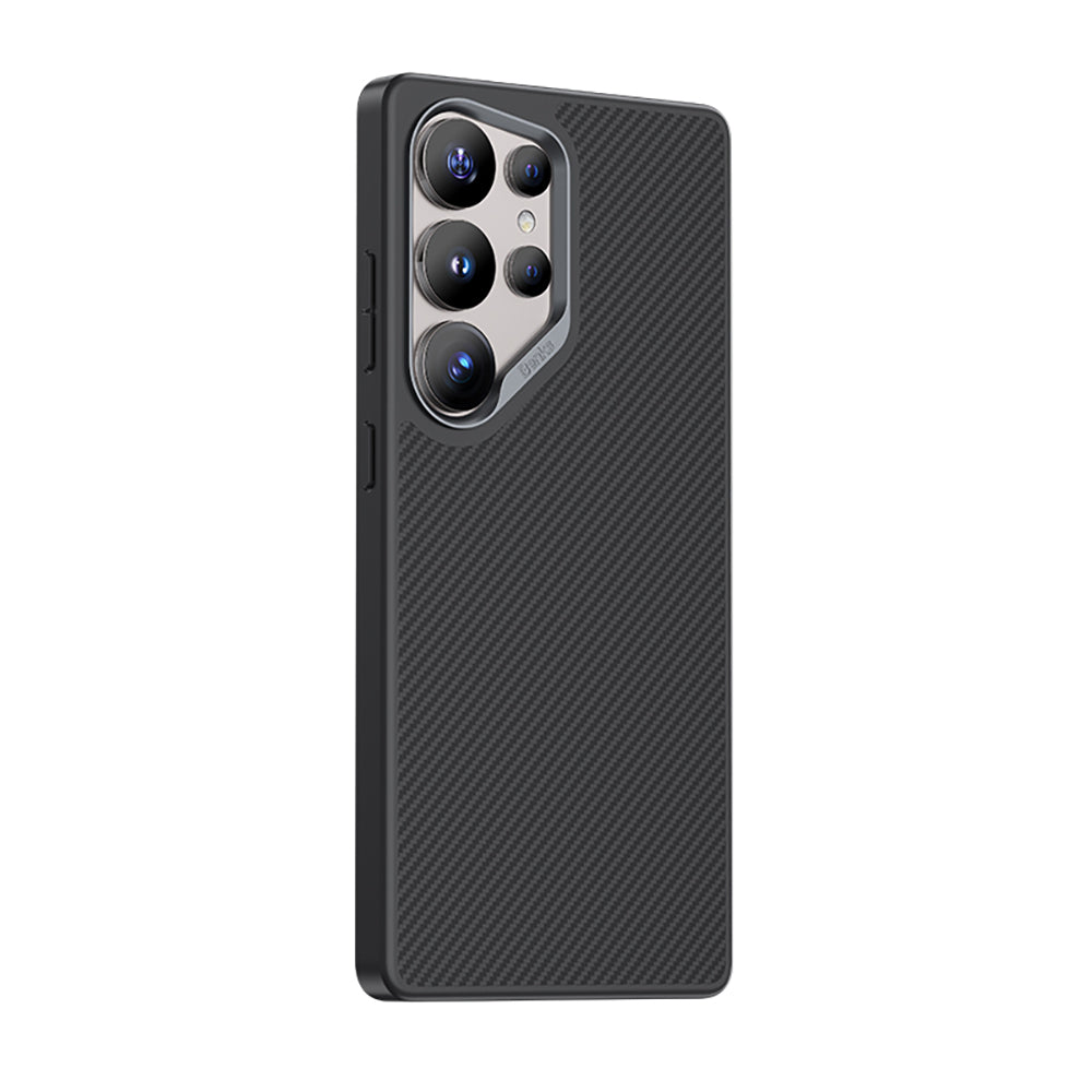 Galaxy S25 Ultra Kılıf Karbon Fiber M-safe Şarj Özellikli Benks Hybrid ArmorPro 600D Kevlar Kapak Siyah