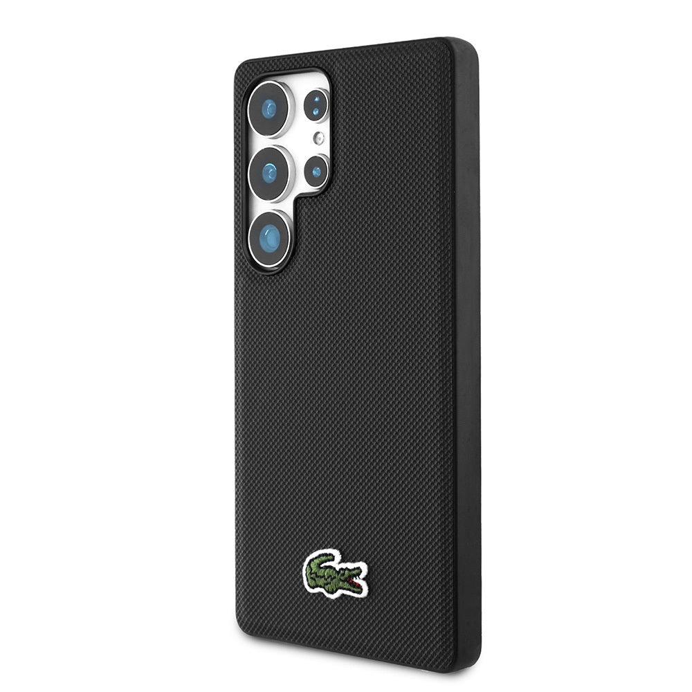 Galaxy S25 Ultra Kılıf Lacoste Orjinal Lisanslı PU Pike Desenli Arka Yüzey İkonik Timsah Dokuma Logolu Kapak Kırmızı