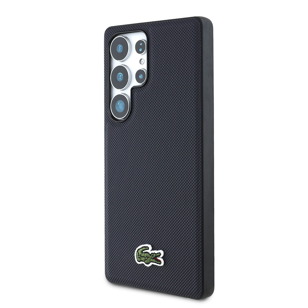 Galaxy S25 Ultra Case Lacoste Original Licensed PU Pique Patterned Back Surface Iconic Crocodile Woven Logo Cover Green