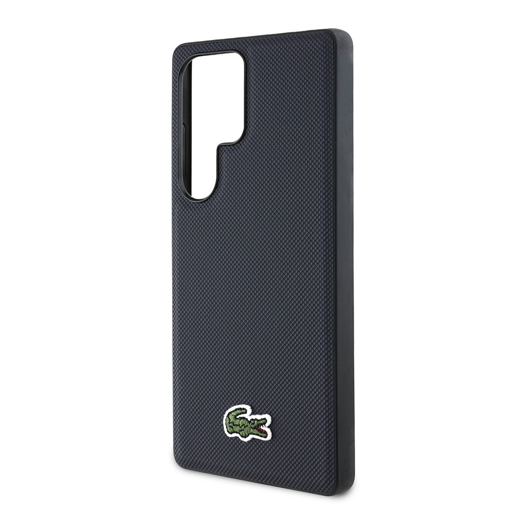 Galaxy S25 Ultra Kılıf Lacoste Orjinal Lisanslı PU Pike Desenli Arka Yüzey İkonik Timsah Dokuma Logolu Kapak Siyah