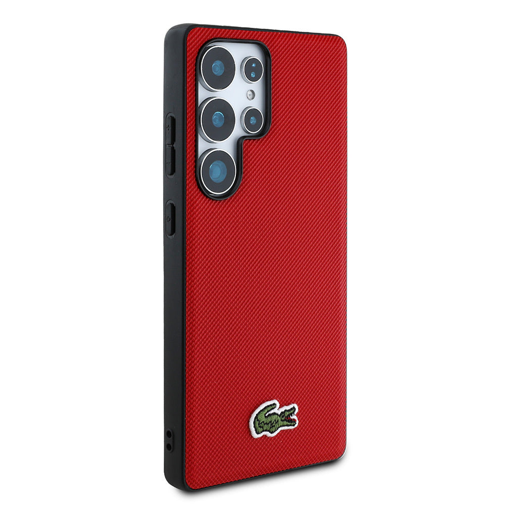 Galaxy S25 Ultra Kılıf Lacoste Orjinal Lisanslı PU Pike Desenli Arka Yüzey İkonik Timsah Dokuma Logolu Kapak Siyah